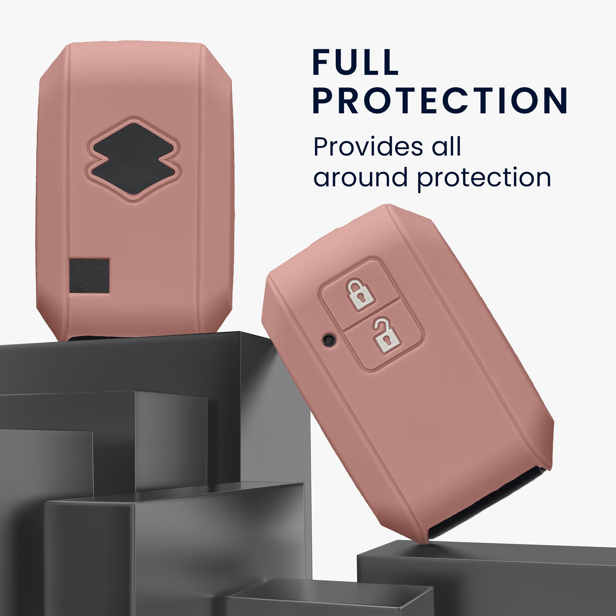 kwmobile Silikonowe etui na kluczyki samochodowe, kompatybilne z Suzuki 2 przyciski, Keyless Go - etui na klucze, w kolorze brudnego różu, matowe