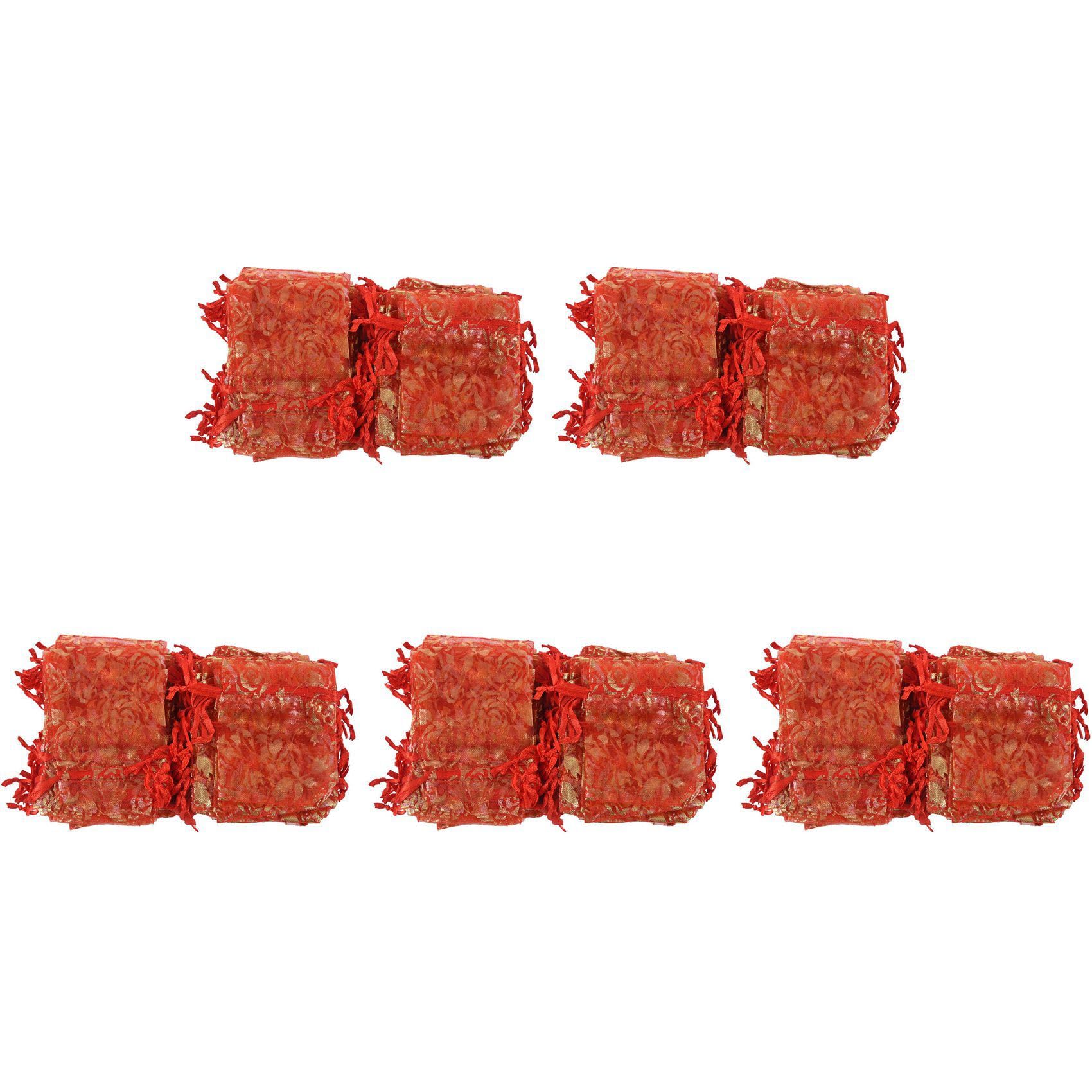 Hndhbfgrt 500Pc 7X9cm Rose Organza Drawstring Gift Jewelry Bags Pouches Wedding Xmas Party Gifts Bags Red