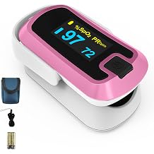 mibest OLED Finger Pulse Oximeter, O2 Meter, Dual Color White/Pink