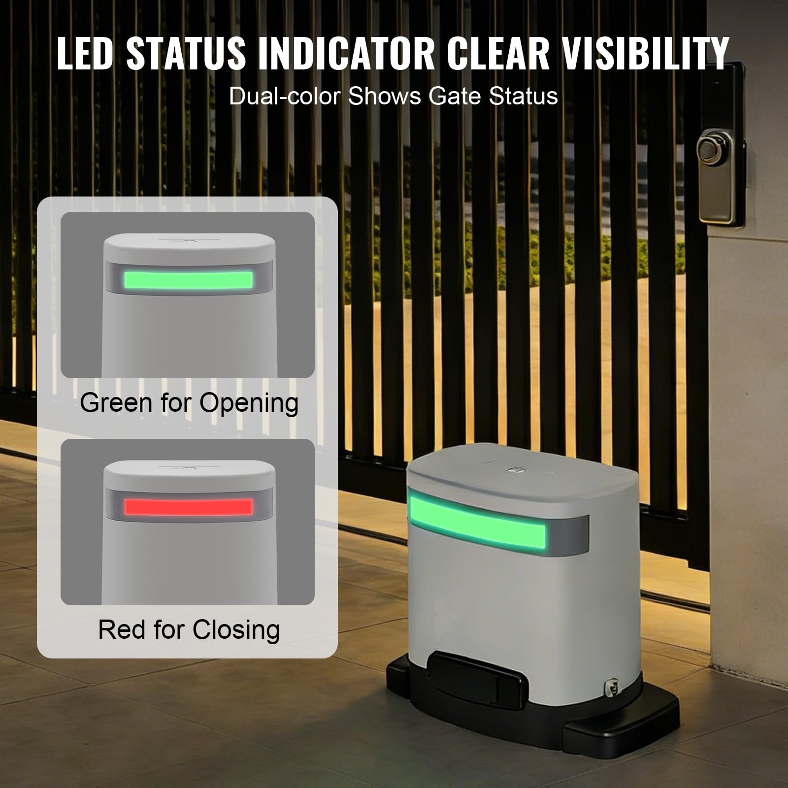 Motor Abrepuertas Automático para Puerta Corredera 800 kg Par 16 Nm Kit Completo con 2 Mandos a Distancia para Garaje Residencial 24V, Energía Solar