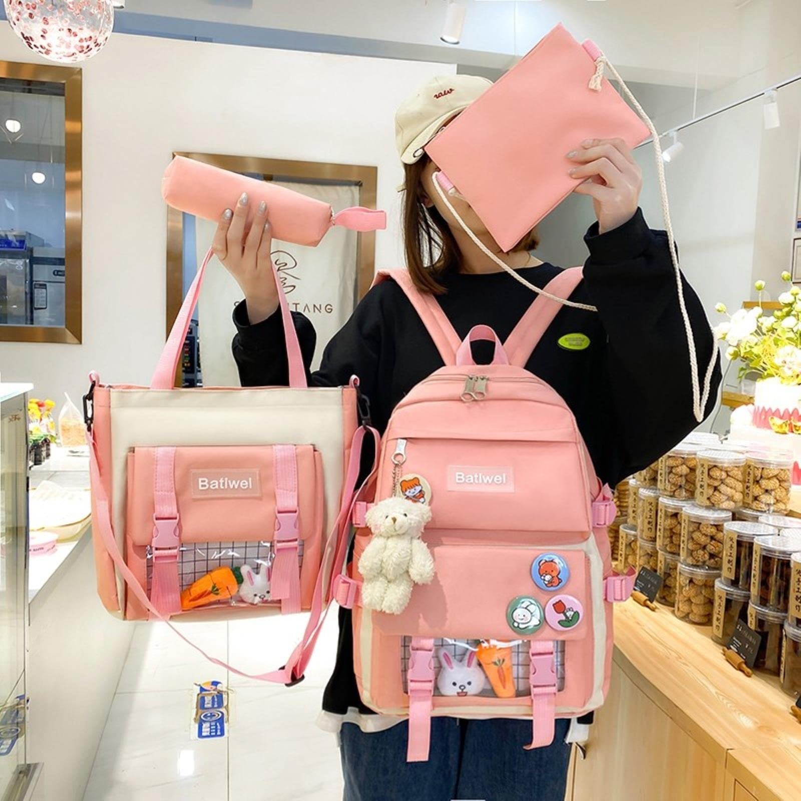Sac à Dos Velours Motif Fraises Pour Enfants/ados - Bretelles Réglables, Compartiment Spacieux - Pour L'école, Les Voyages