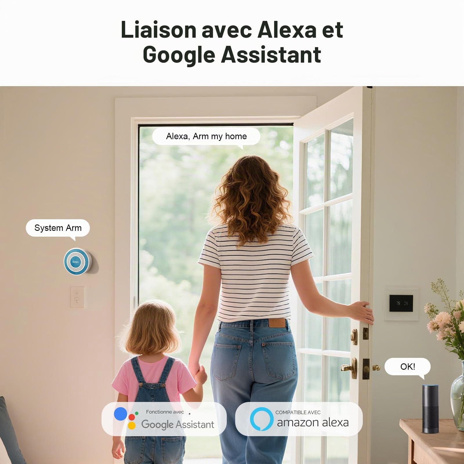 PGST Système d'alarme Domestique sans Fil avec alertes instantanées Via l'application Tuya,Kits d'alarme Extensibles DIY pour Portes et détecteurs de Mouvement pour Appartement,Garage