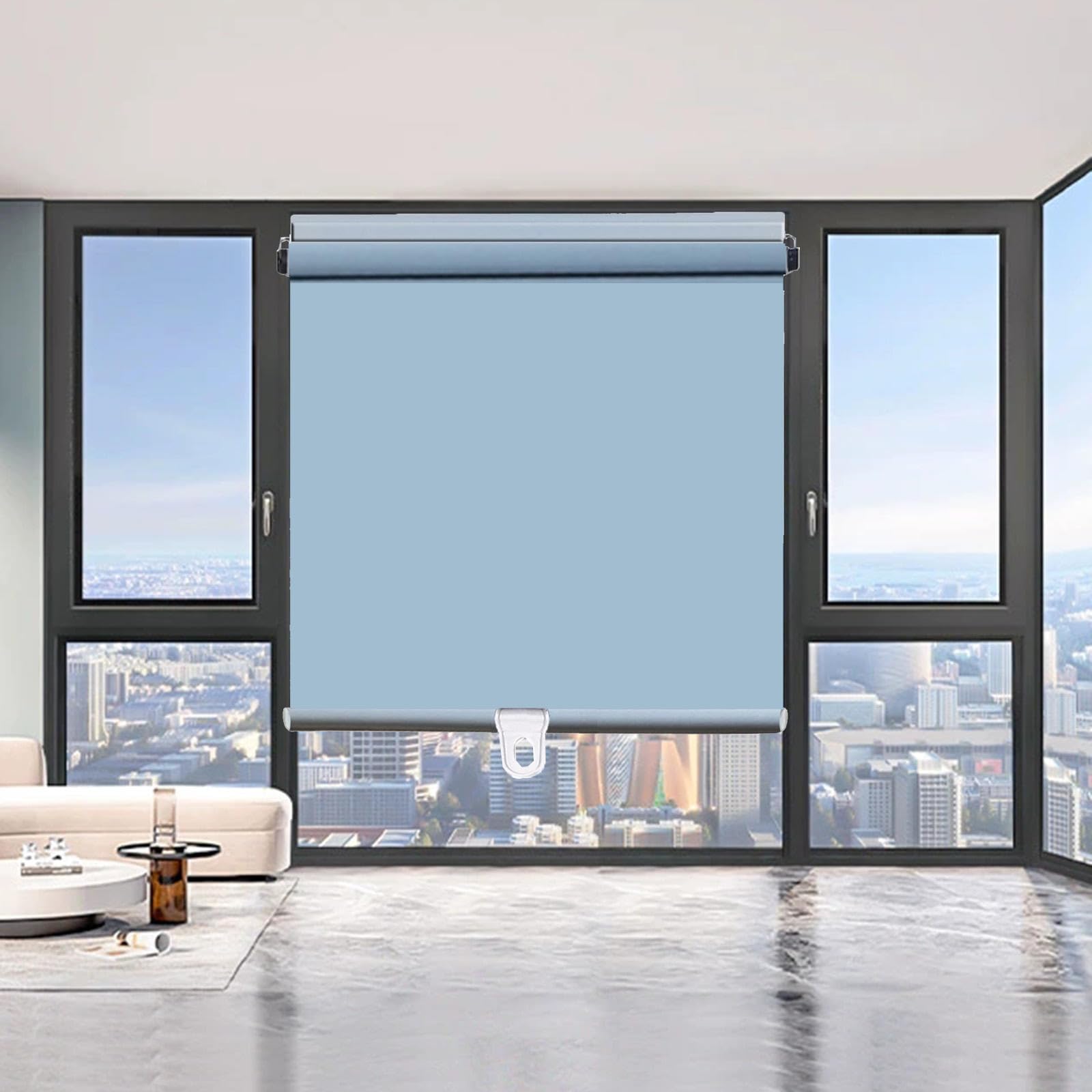 Jolan Grey Blackout Roller Blinds For Bedroom,Sunshade Roller Blinds No Drilling 40/60/95/110/120/130/140Cm,Privacy Curtains,Temporary Blinds For Windows,Retractable Balcony Sun Shades,-150×130Cm(59*51In)