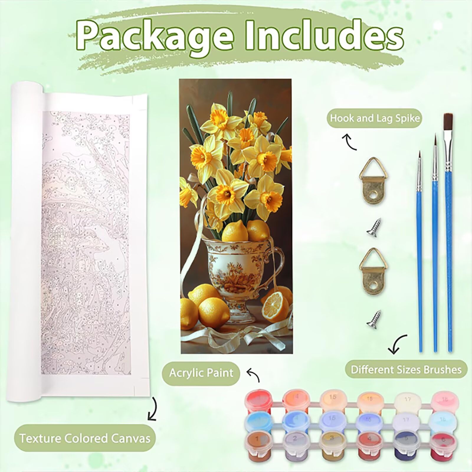 Malen Nach Zahlen 50x150cm Leinwand Blumen Malen Nach Zahlen Erwachsene mit Ohne Rahmen, DIY Kreativ Set für Erwachsene mit Pinseln und Acrylfarbe, Zimmer Deko Obst Landschaft Geschenk, P0M-599