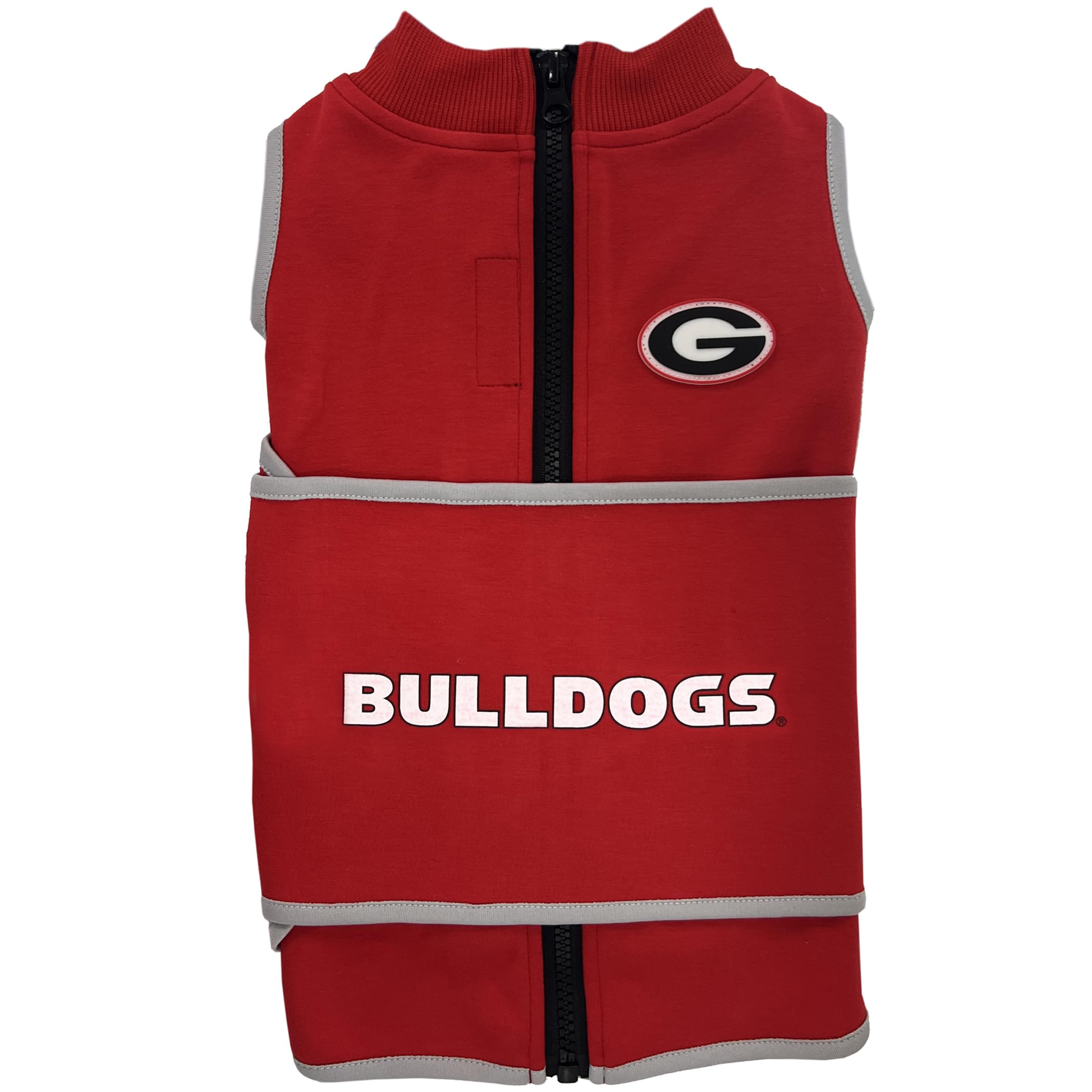 NCAA Georgia Bulldogs Dog Anxiety Calming Shirt Lenitivo Soluzione Vest, per cani/gatti con ansia, paure, fuochi d'artificio, rumori forti, scuro, solitario, mantiene i cani calmi e si sentono al