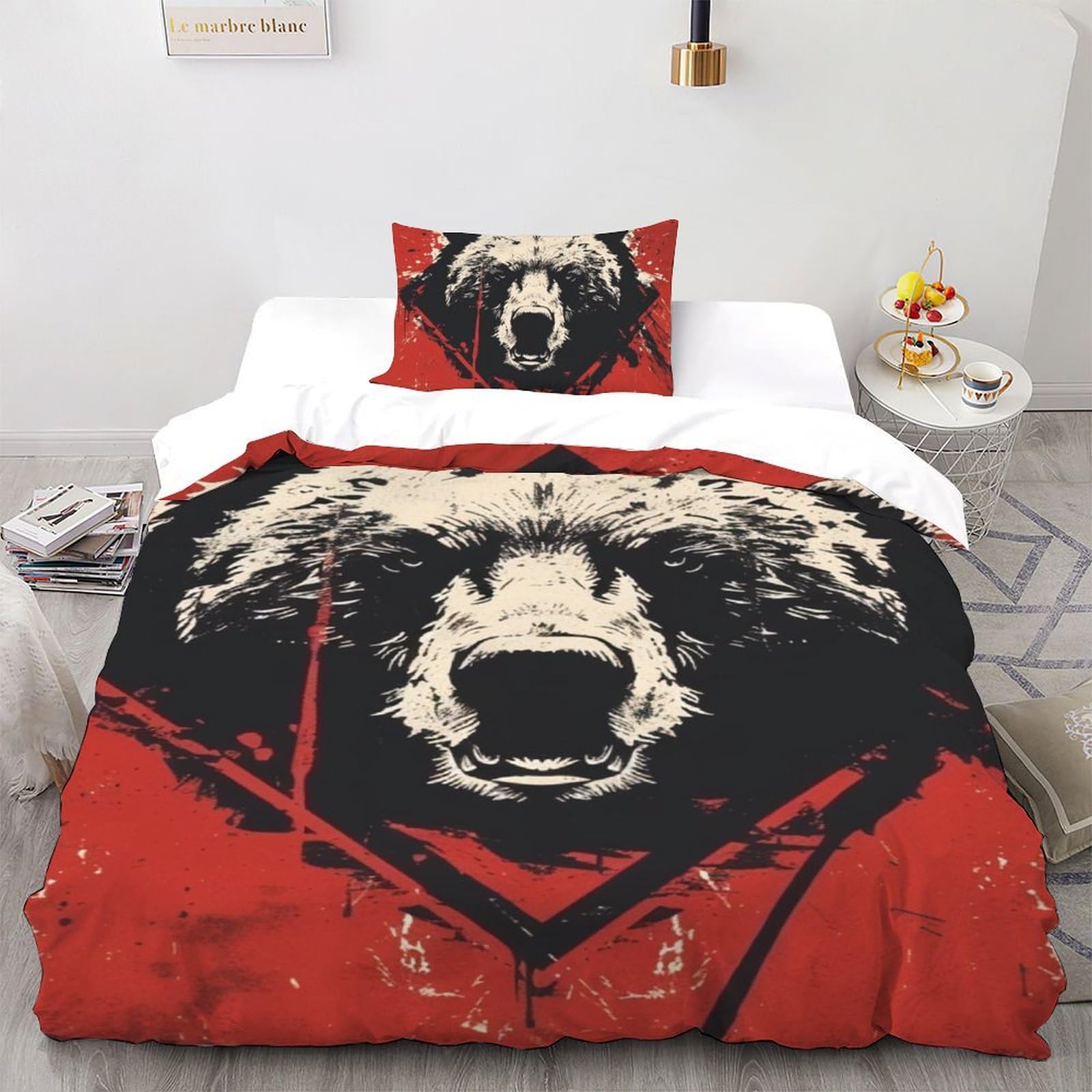 Parure de lit ours noir zippée housse microfibre 135x200