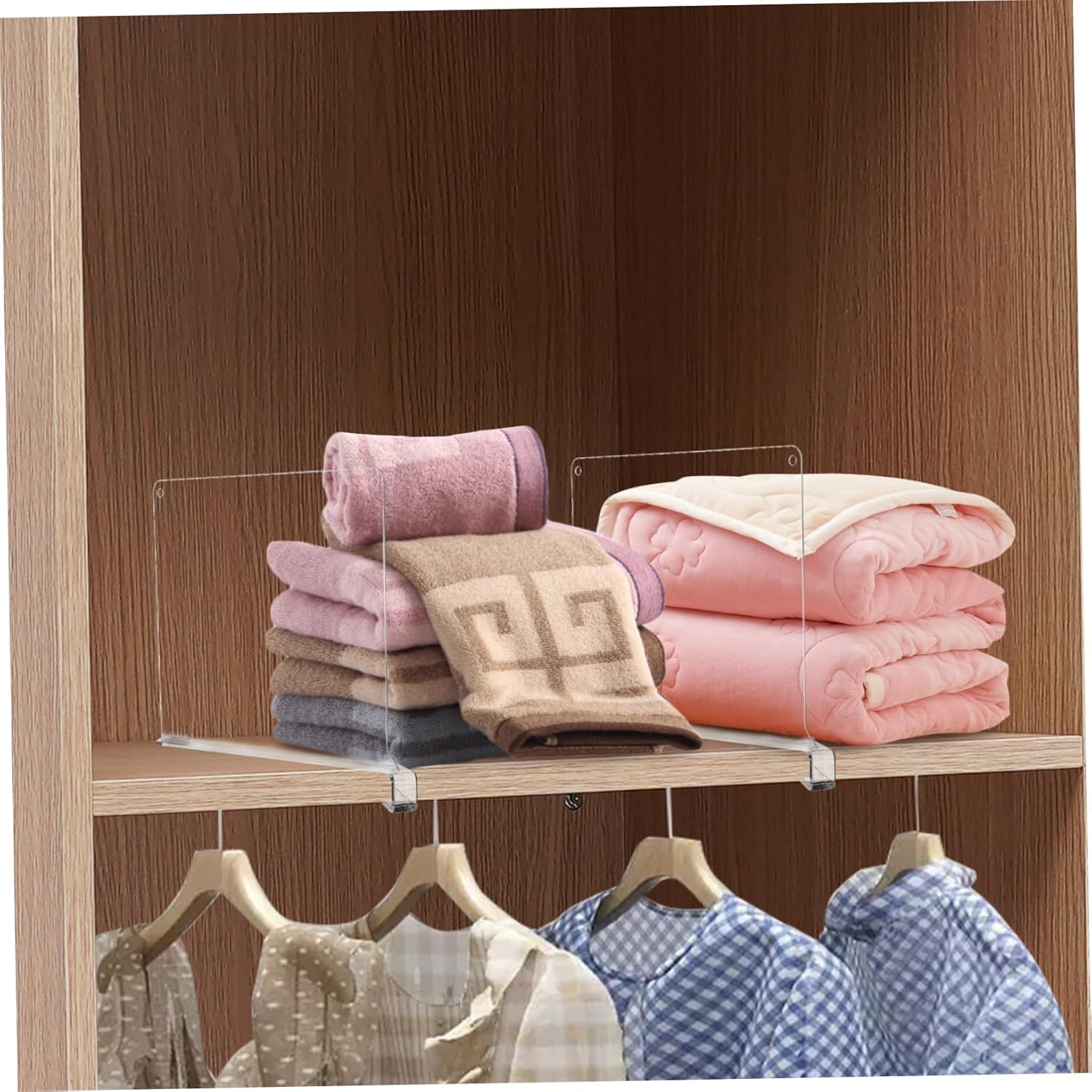 6 Pcs Clothes Board Shelf Dividers for Closets Rack Shelf Closet Divider Shelf Separators Organizing Transparent Clothing Organizer Shelf Divider Closet Organiser Material