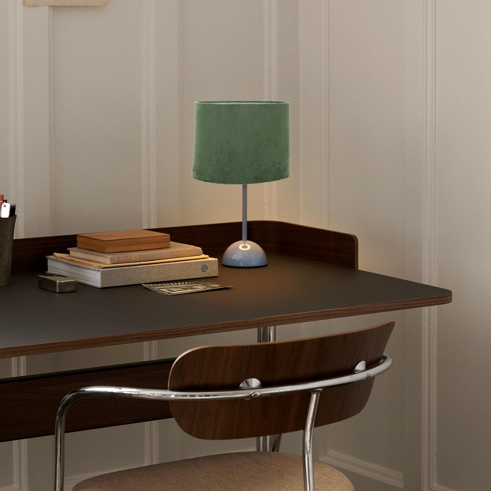 Abat-jour Élégant En Velours Pour Salon Base E27/e14 Vert Foncé Lot De 2 Améliorez Votre Décoration Lumineuse