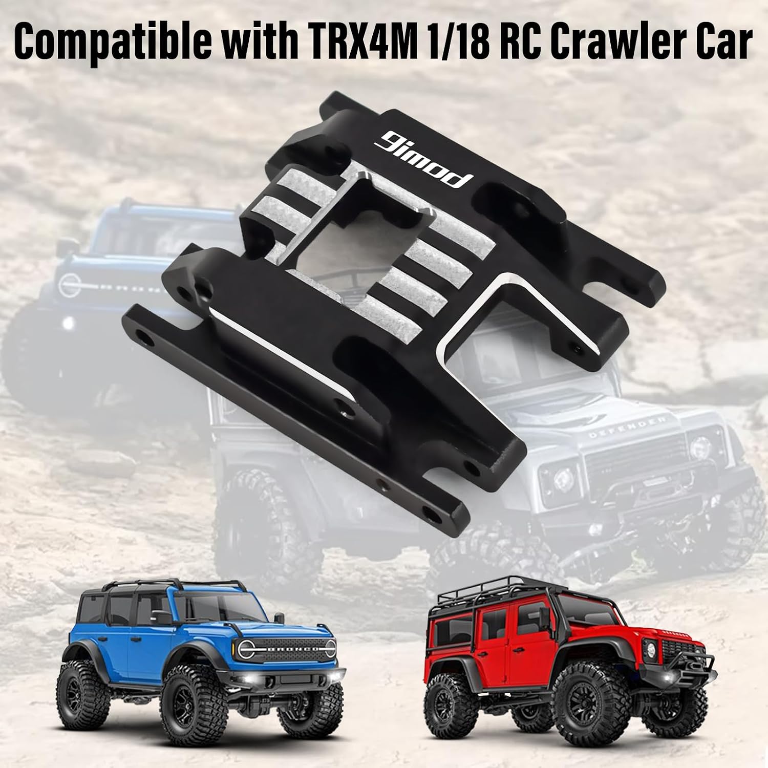 Aluminum Skid Plate Transmission Mount CNC Upgrade for TRX4M 1/18 RC Crawler