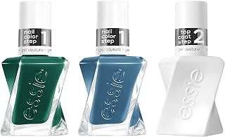 Essie Nail Polish Set, Daisy Jones & The Six Inspired, Longwear Gel-like Nail Polish, Cut Loose, Blue, + Invest In Style, Green + Gel-like Shiny Top Coat