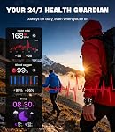 BENYAR SMART Smart Watches for Men Answer/Make Call, 1.43" AMOLED/800mAh Battery/LED Flashlight Military Smartwatch, 200+ Sports Modes IP68 Waterproof Fitness Tracker for Android iOS Black Gold