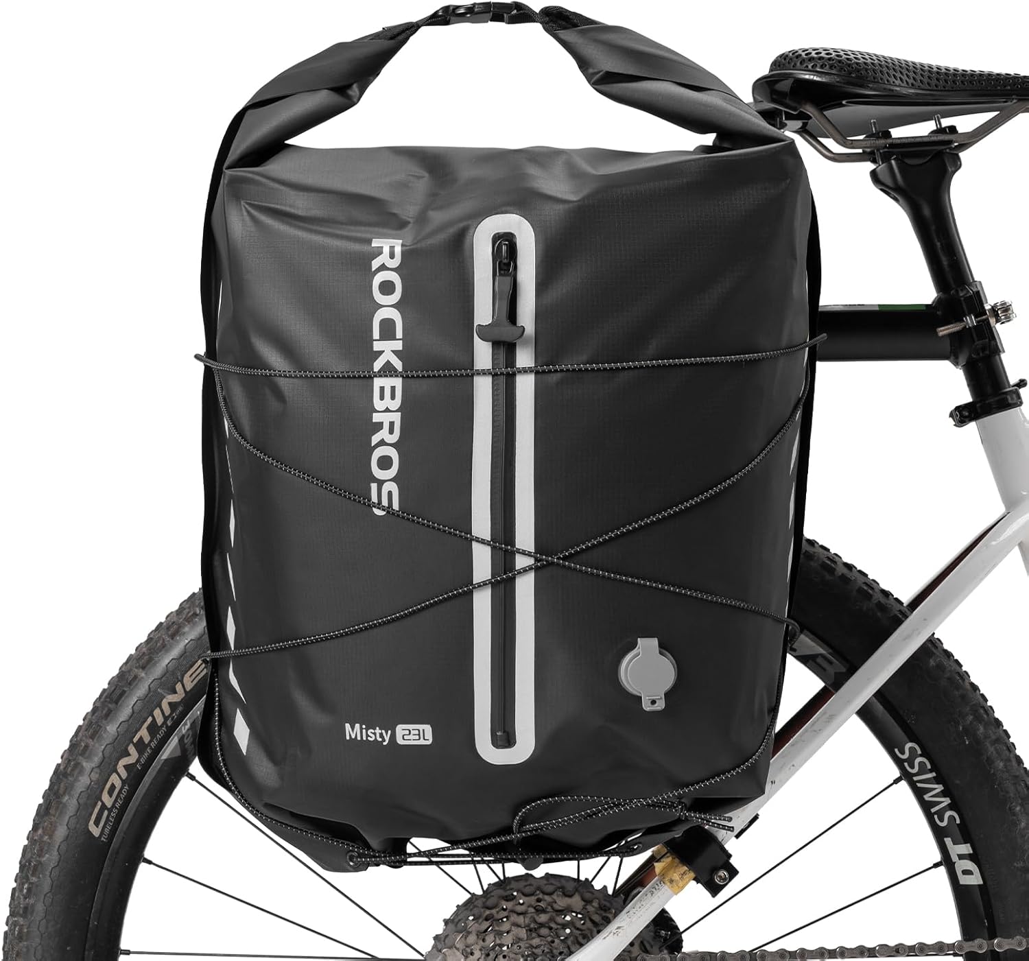 ROCKBROS Bike Panniers 23L Waterproof Roll-Up Bike Rack Bag with Vacuum Compression, Adjustable Quick Release Buckles,Reflective Safety Design for Cycling Commuting Camping Travel
