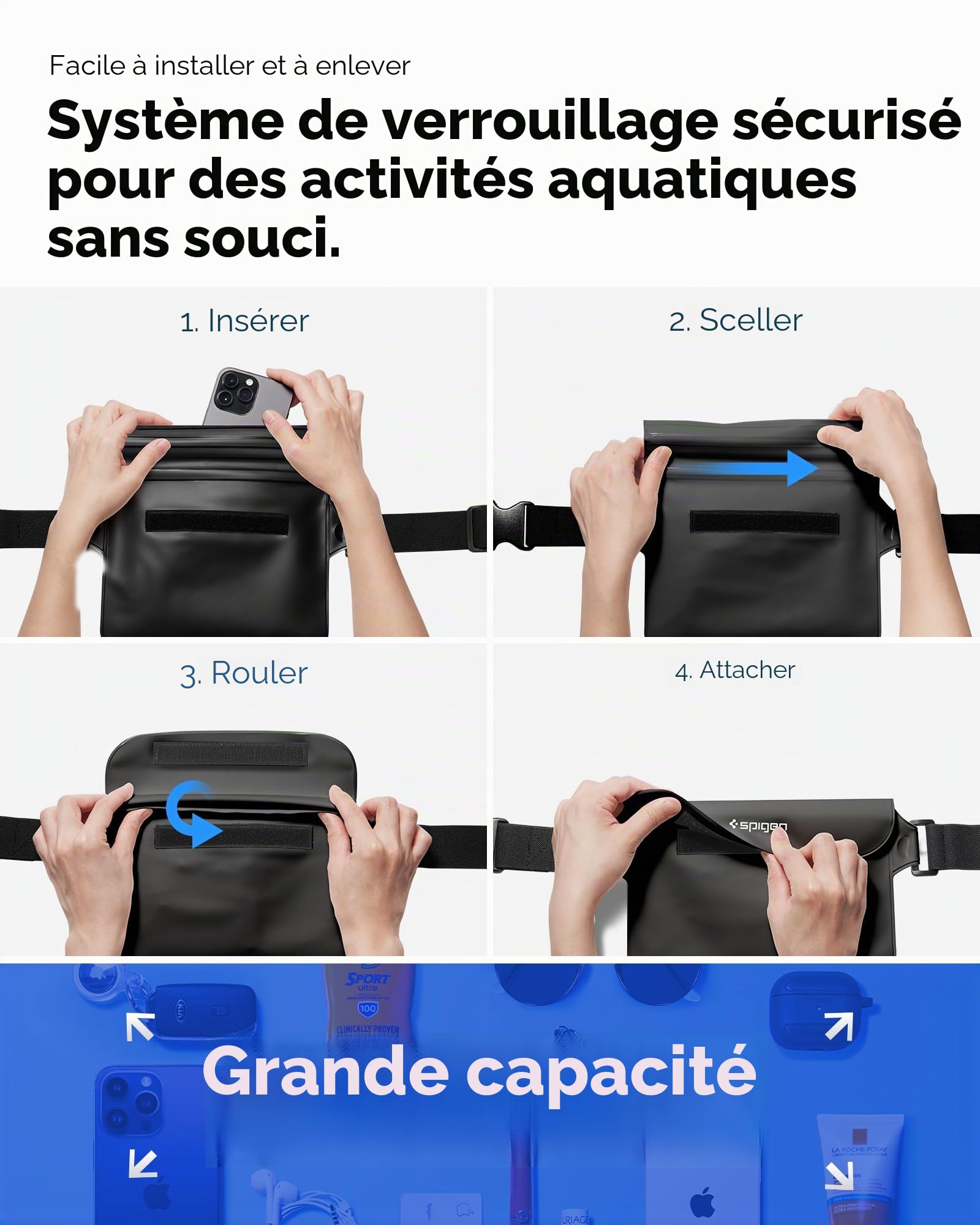 Spigen Aqua Shield Lot de 2 Sacs Etanches Impermeables Certifiée IPX8