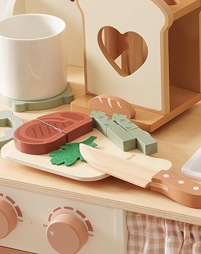 Miniatura 4 de ROBUD Juego de 16 cuchillos de cocina para niños, juego de cocina de madera, inspirados en Montessori, juguetes de cocina para niños pequeños,