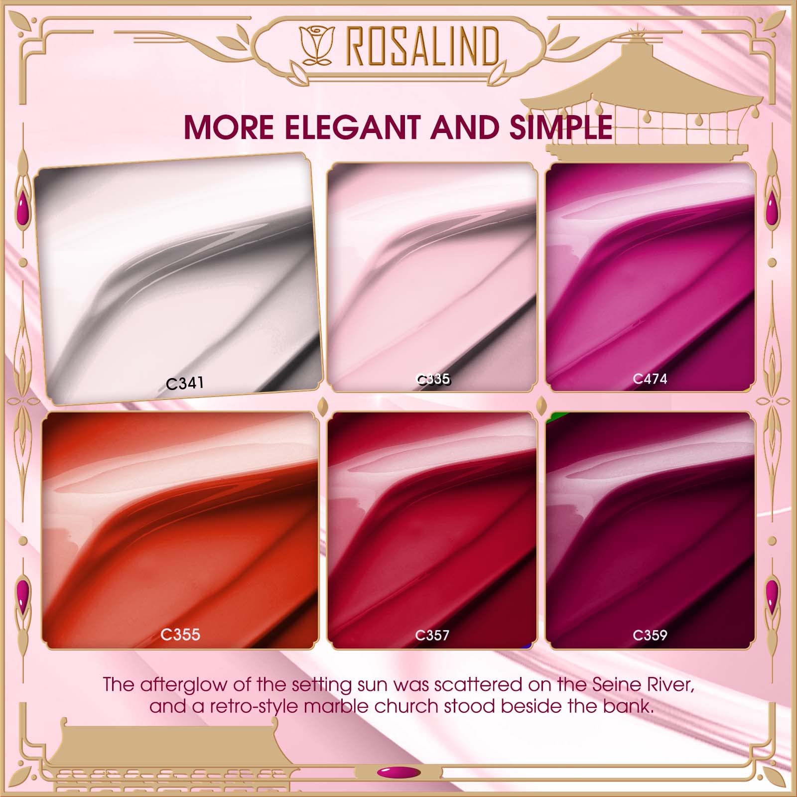 ROSALIND Esmaltes Semipermanentes Rojo Rosa Rosa Claro Morado Oscuro 6 Colores Kit Pintauñas Semipermanentes Uñas de Gel UV LED Esmaltes en Gel Nail Polish Esmalte Uñas Valentín