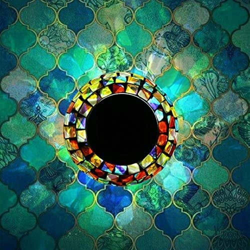 SunKite Solar Table Lights Outdoor Indoor Color Changing Crackle Crystal Glass Night Lights,Waterproof Solar Powered Mosaic Glass Ball Lamp,for Home Room Christmas Decorations (Square)