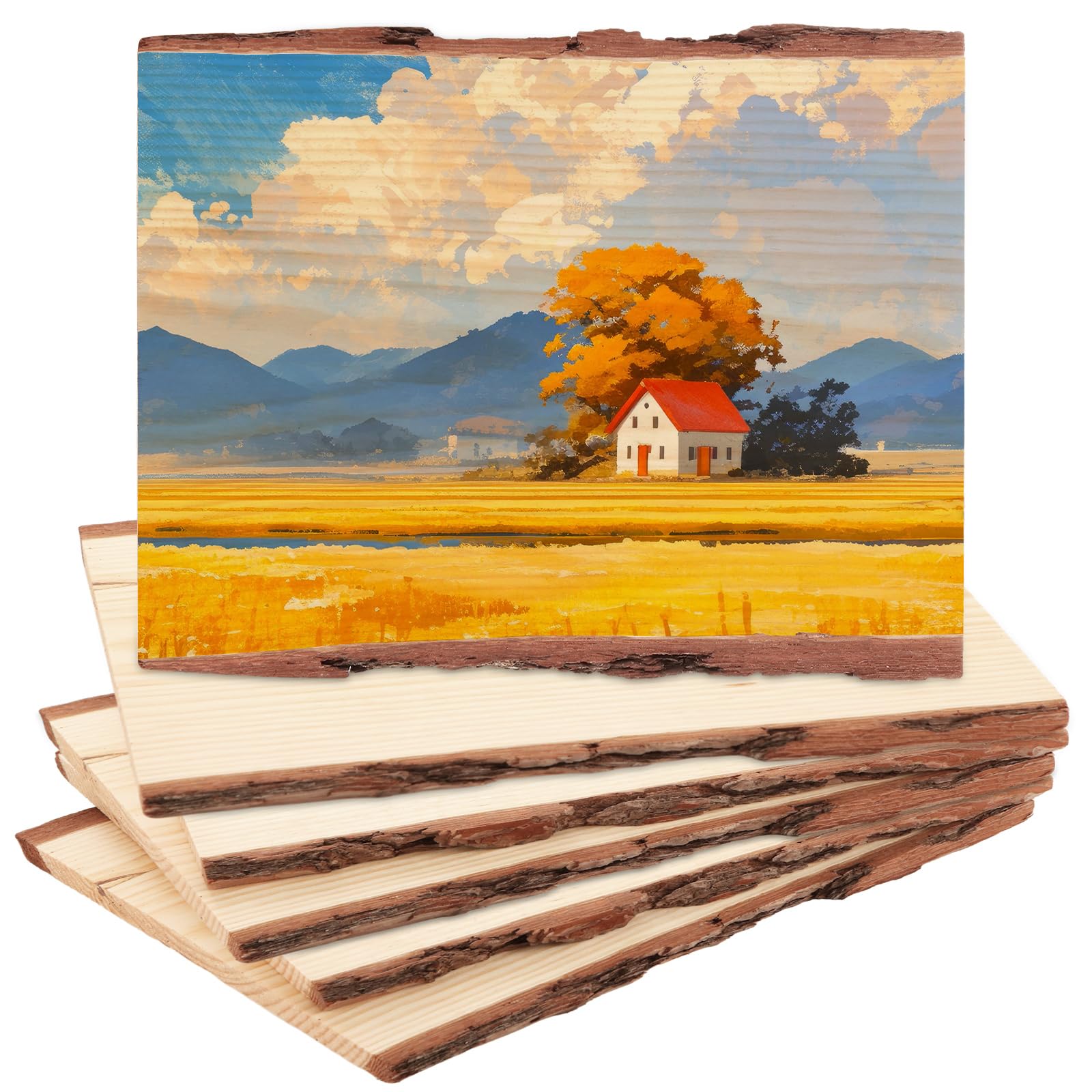 Planches en bois avec écorce rectangulaires pour un centre de table rustique et chaleureux
