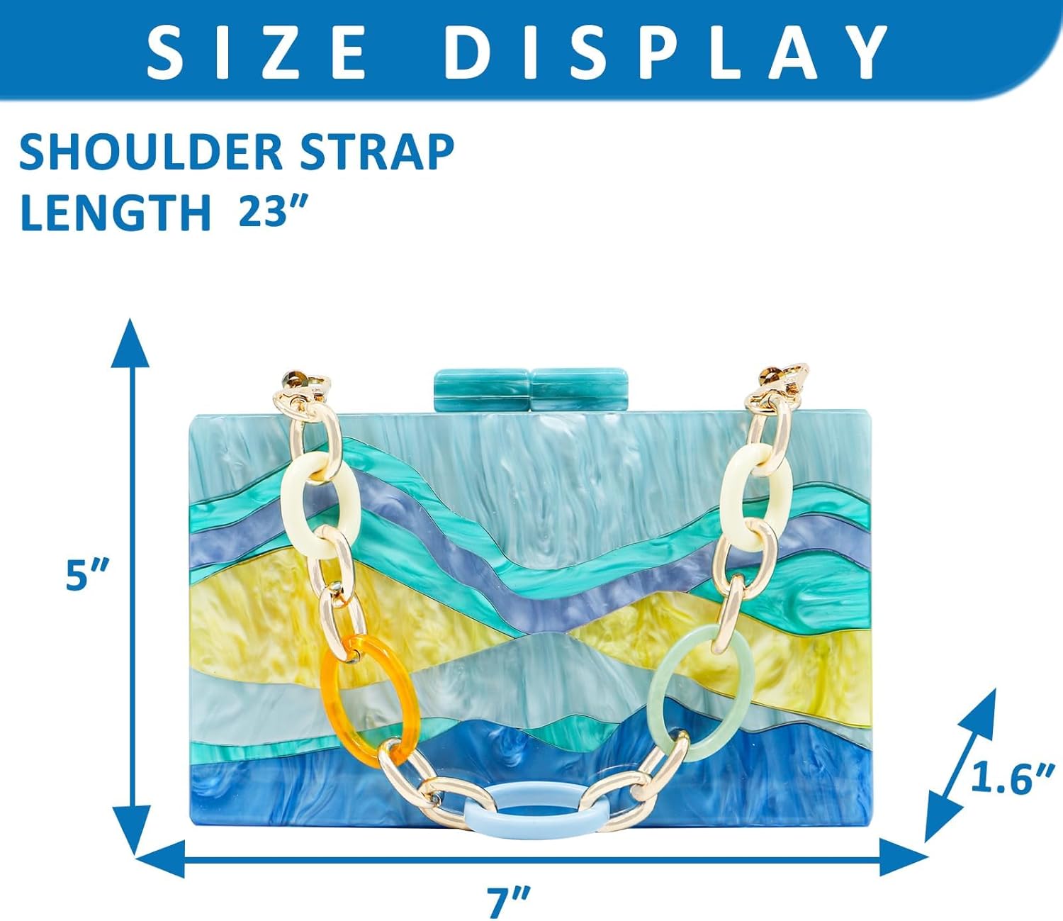 Acrylic Evening Bag, Clutch Purses for Women, Colorful Geometry Motifs Crossbody Bag for Wedding Party(Style 6 - Image 5