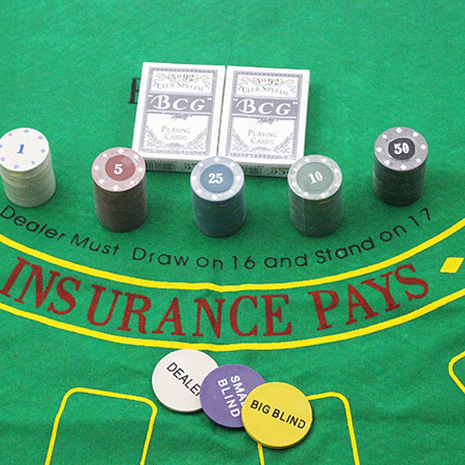 Set di chip ocra – gettoni di ancoraggio con carte e tovaglia, scatola da gioco, 21 | - Tappetino in feltro Blackjack, attrezzatura professionale completa per serate di gioco a casa