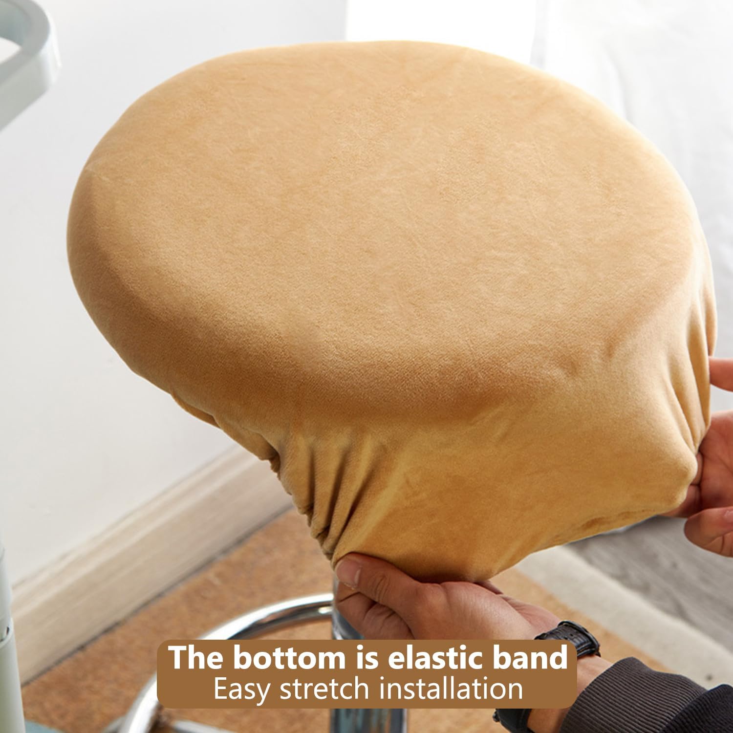 Green,2pcs, Stool Cover Round 2/4Pcs Seat Cushion Slipcovers Round Stool Slipcover Bar Stool Cover with Elastic Band Round Chair Cover for Home Office Restaurant Hotel Washable
