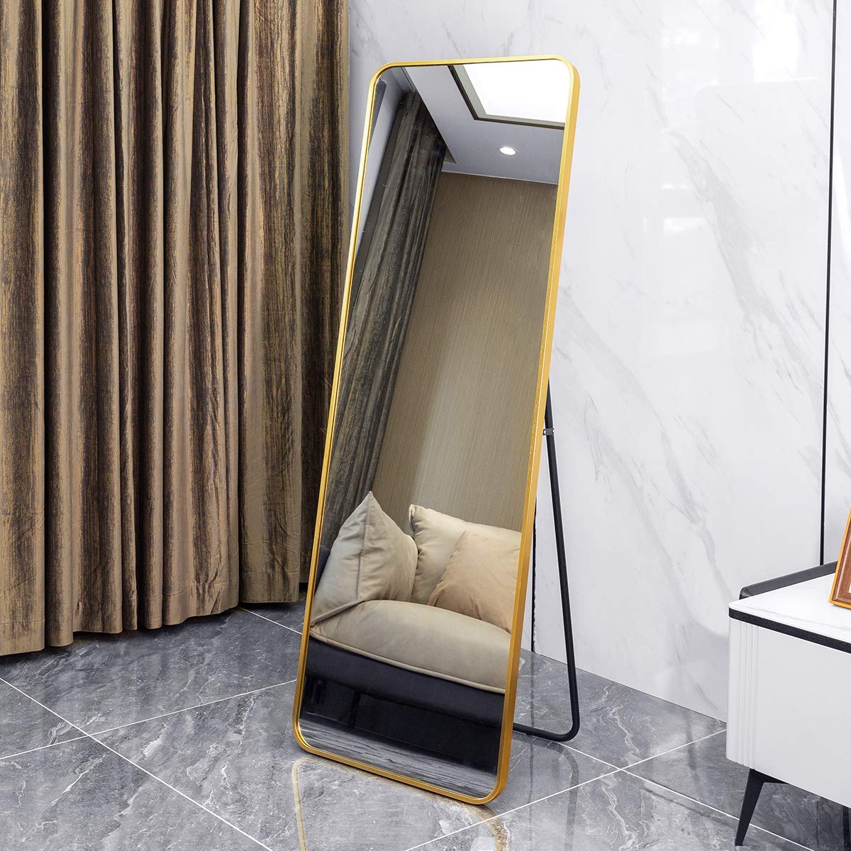 Buy 65×22" Full Length Mirror, Rounded Corner Floor Mirror, Standing
