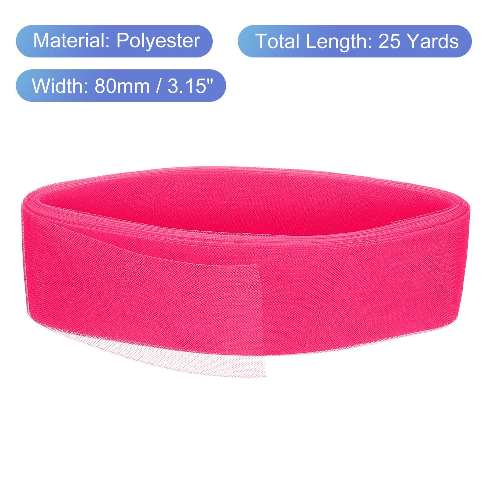uxcell 25 Yards 3 Inch Wide Polyester Horsehair Braid, 1 Roll Stiff Horsehair Braid for Polyester Boning Sewing Wedding Dance Dress Skirt Hat Trimming Accessories, Pink