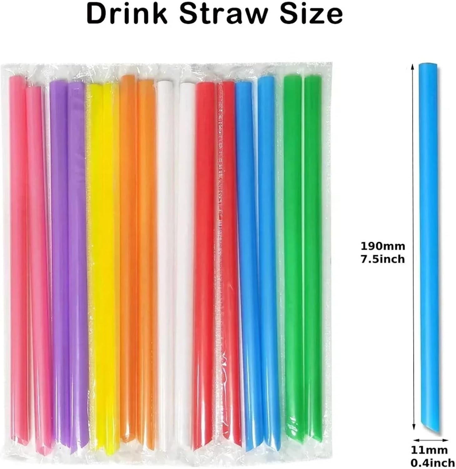 Plastic Straws 600-3600Pcs Large Color & Black Milk Tea Straws White Drinking Bubble Straw Party Wedding(3600Pcs (11mm) White)