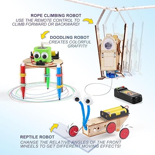 Miniatura 2 de Kit de robot STEM 5 en 1 para niños de 5 a 7 8 a 10 años, kits de manualidades de construcción de madera para niños de 6 a 8 a 12 años, rompecabezas