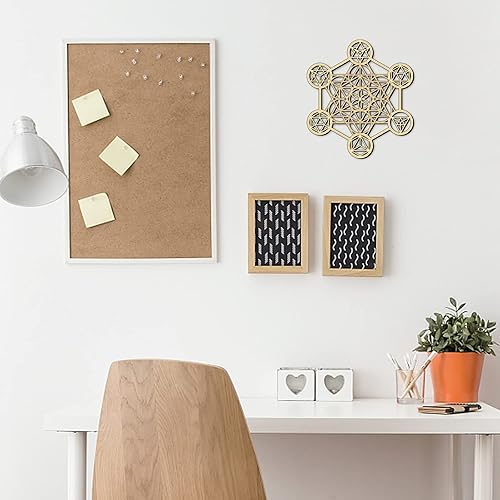 Vista 3 de Bnesi Arte de pared con cubo de Metatron de 11.8 pulgadas, geometría sagrada, cuadrícula de cristal, geometría sagrada, decoración de pared
