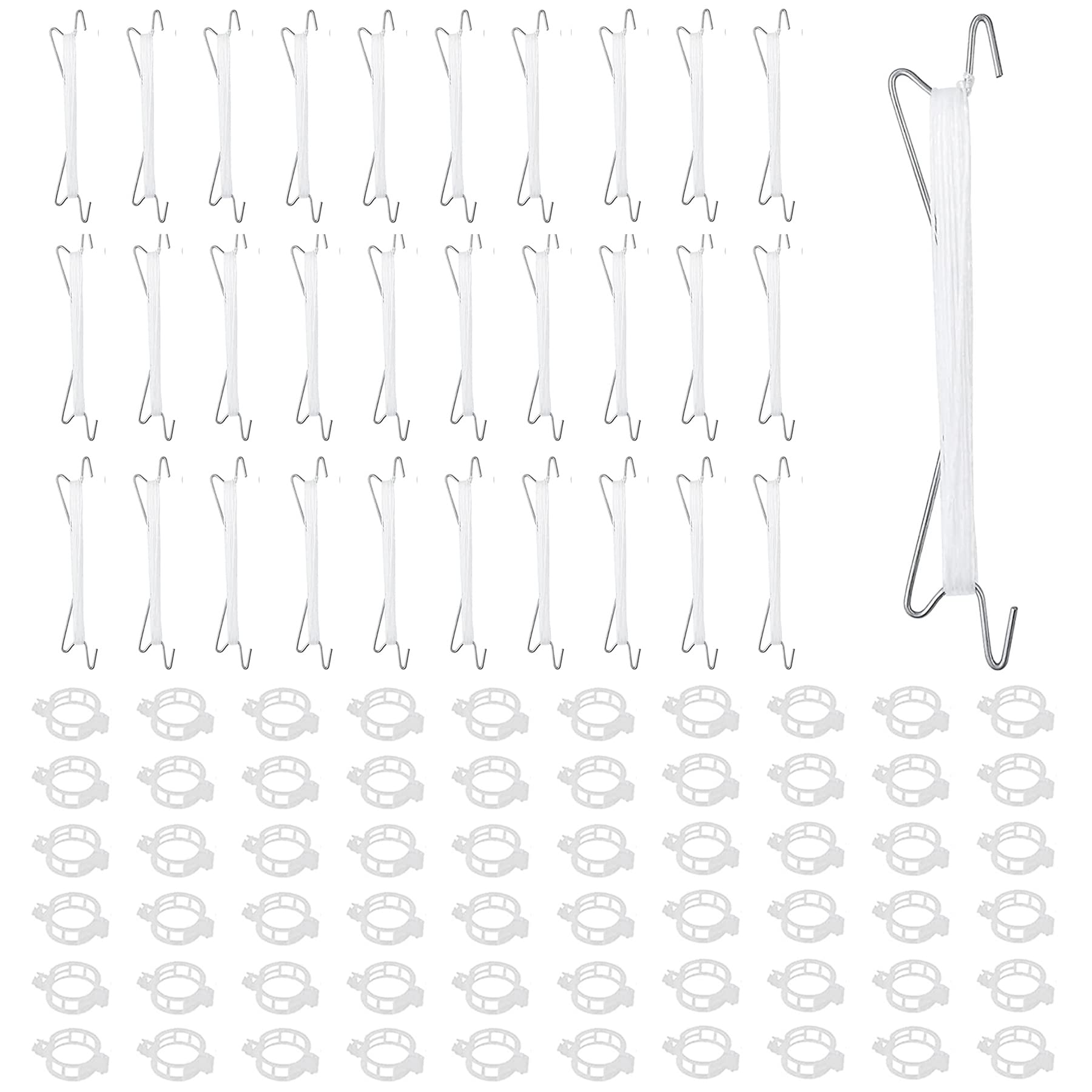 Tomatenhaken Metall,30 Stück Tomatenhaken mit 60 Pflanzenschnalle &10m Seil,Robuster Tomaten Haken,Tomatenstützhaken Pflanzen,Garden Tomato Hooks,Doppelte Tomatenhaken für Hängende Tomaten und Gurken