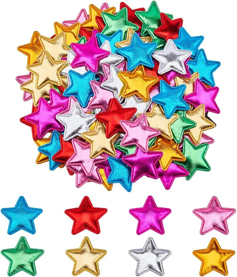 100 stuks 25 mm bling ster gewatteerde glitter stoffen applicaties voor knutselen kleding naaien patches doe-het-zelf hoofddeksels strik decor