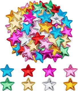 120Pcs Star Embroidered Patches 8 Colors Fabric Star Embellishments Padded Glitter 5 Star PU Padded Fabric Felt Appliques for DIY Headband Cake Hat Sewing Clothing Embellishment
