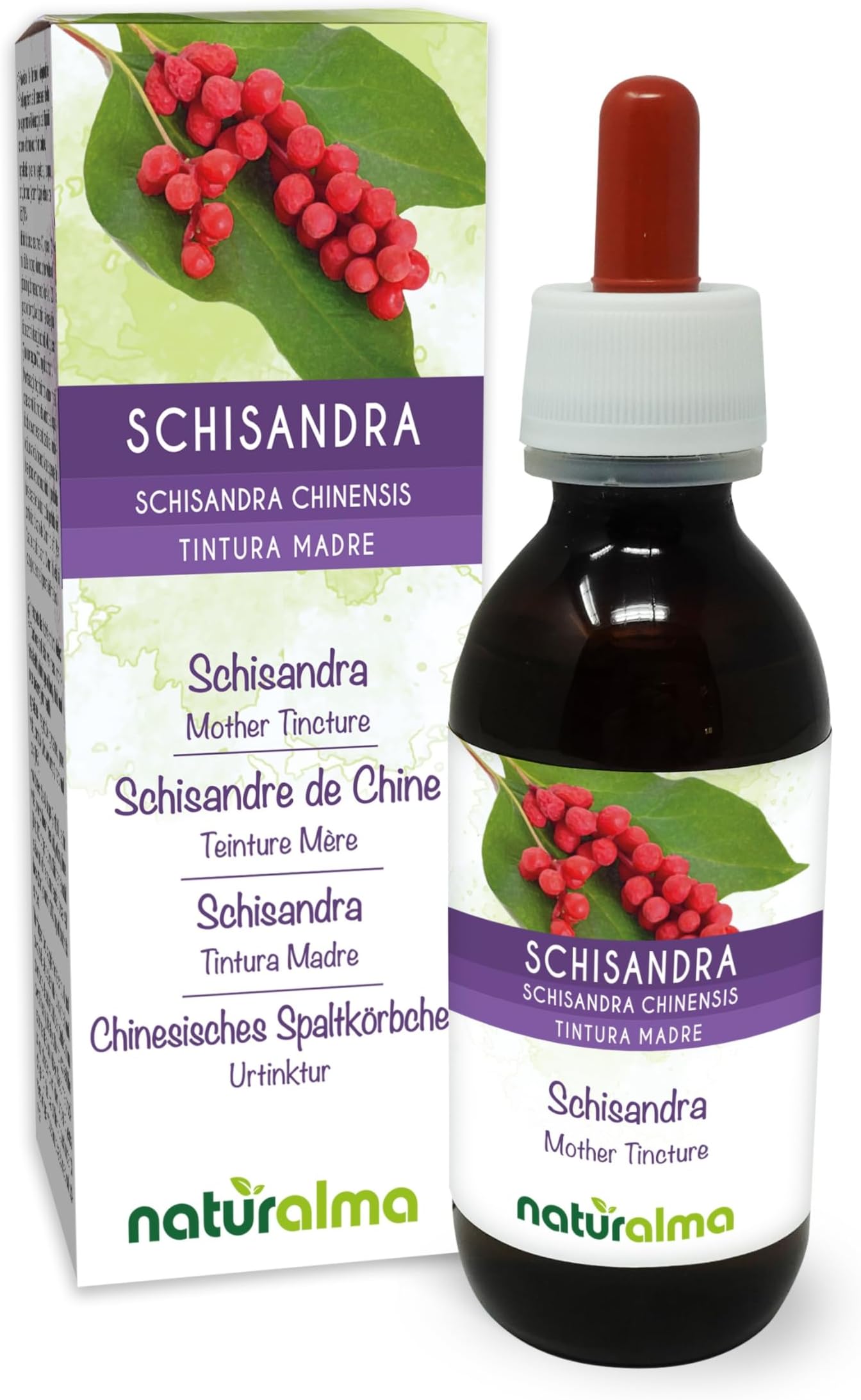 Schisandra (Schisandra chinensis) Fruits Alcohol-Free Mother Tincture Naturalma - Liquid Extract Drops 120 ml - Food Supplement - Vegan