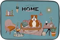 Vista 360 de Caroline's Treasures CK7824DDM - Tapete absorbente para secado de platos con diseño de bulldog inglés, rojo y blanco, para encimera de cocina, 14 x
