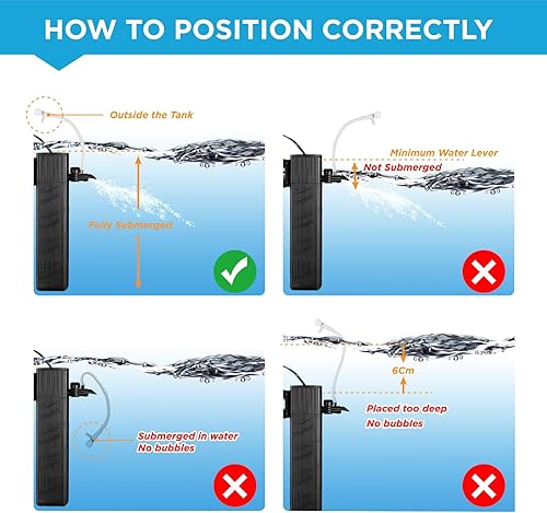 Miniatura 6 de Filtro interno para tanque de peces con filtración de esponja bioquímica de 3 etapas, bomba de filtro sumergible de flujo de agua ajustable de 10 W
