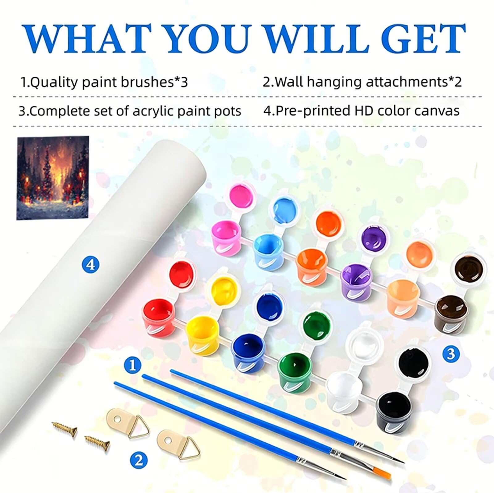Peinture Numero Arbre De Noël Peinture par Numero Adulte Hiver Paint by Numbers for Adults, Numéro D'Art Kit avec Pinceaux et Acryliques, Activité Pour Décoration Maison 100x200cm (Sans Cadre) RB-616