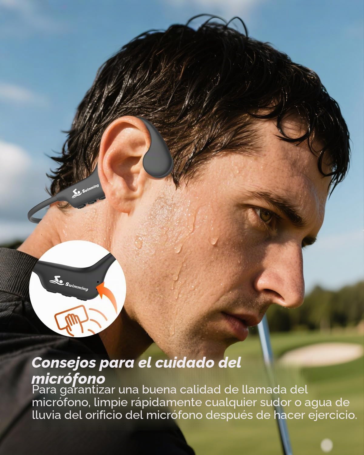 ANSTEN Auriculares Natación Conducción Ósea | IPX8 Auriculares para Nadar Impermeables con Bluetooth 5.4, MP3 Incorporado Memoria de 8 GB para Nadar Correr Ciclismo