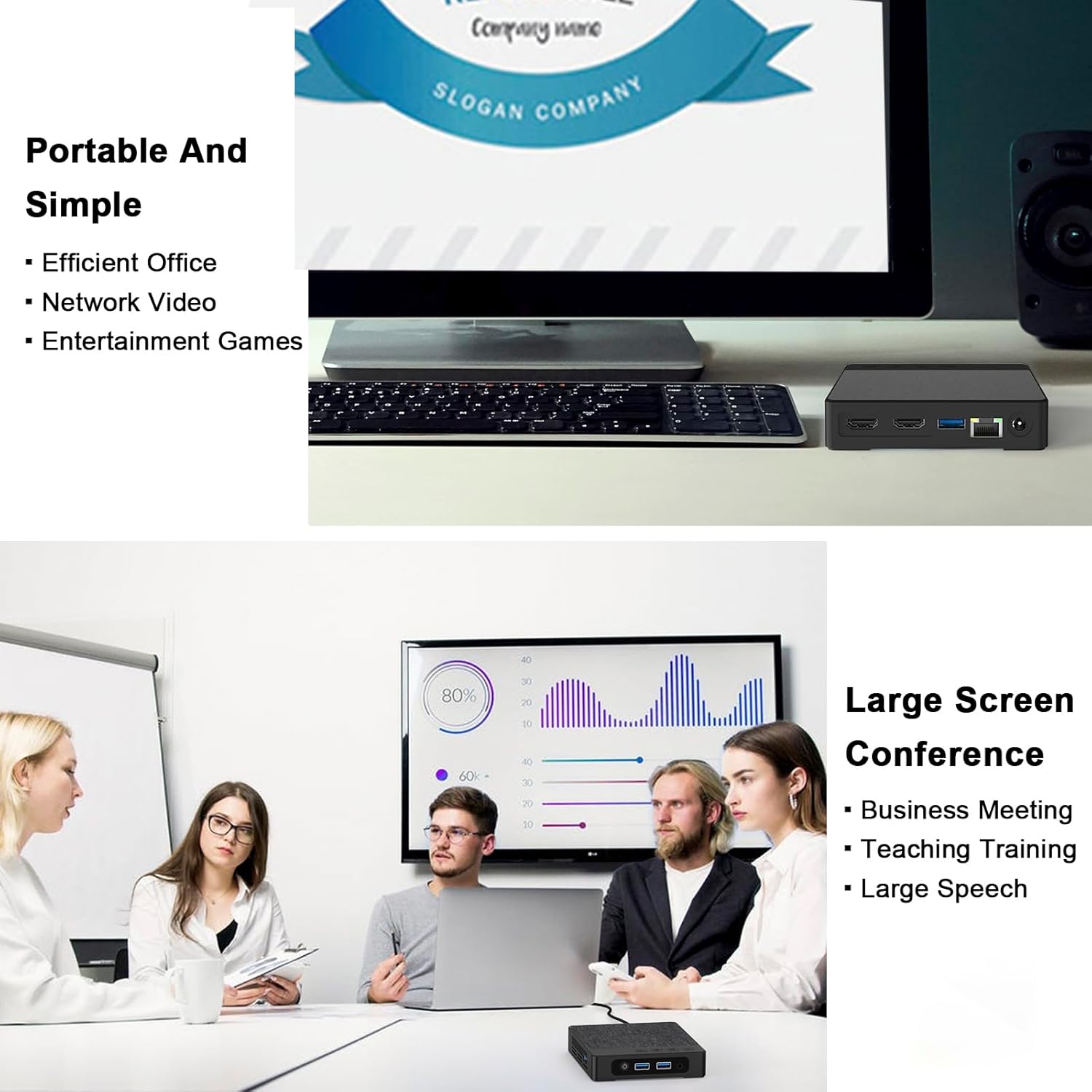 Mini PC N4000 (Up to 2.6GHz) - 6GB LPDDR4 / 64GB eMMC Mini Desktop Computer for Business, Office, Study - Dual 4K HD Support, Gigabit Ethernet, WiFi 5, BT5.0, USB 3.0, HDMI - Compact & Powerful - Image 6