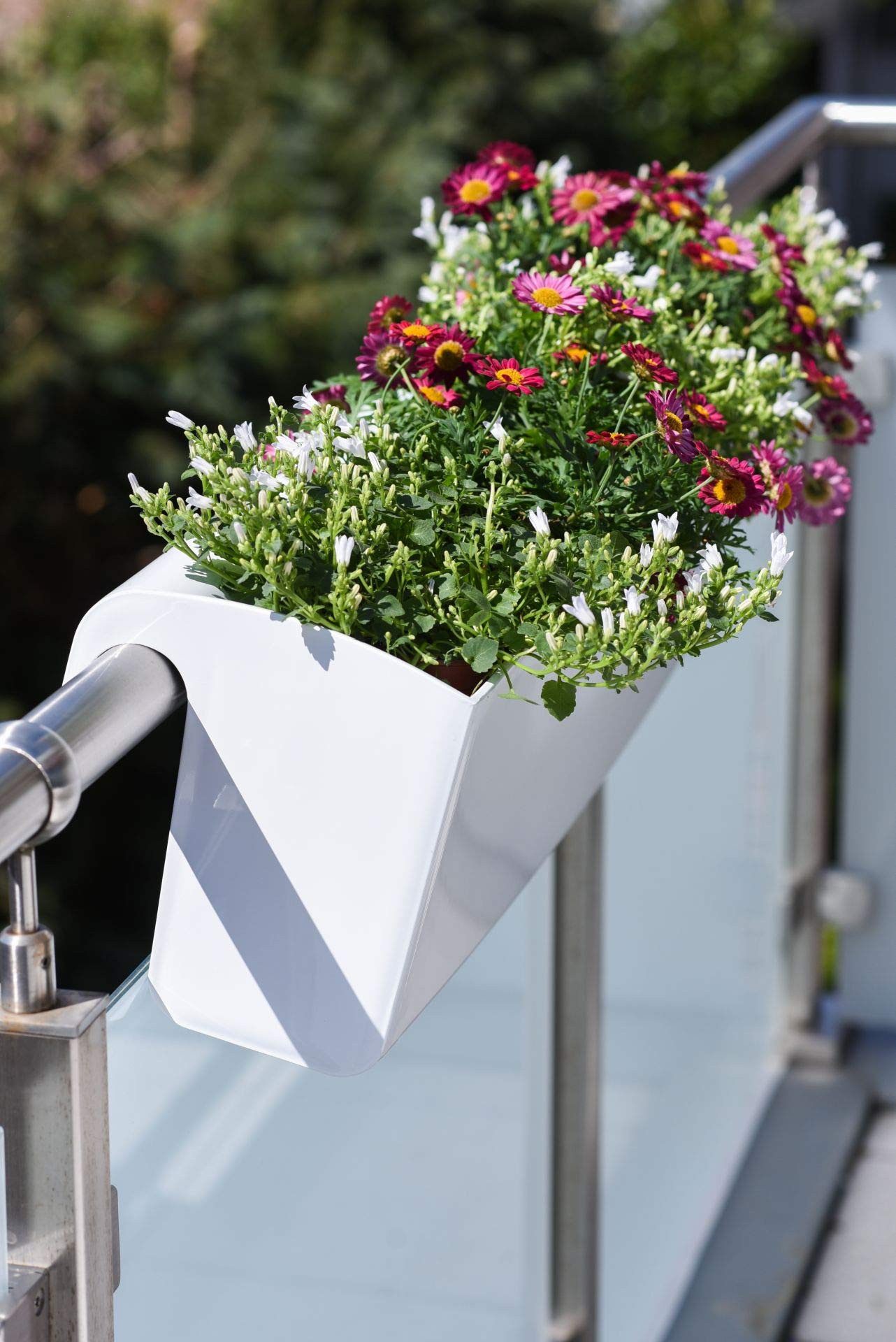 VIVANNO Balconnière avec Support & système d'arrosage BALKONA Classico Blanc 80 cm de Long