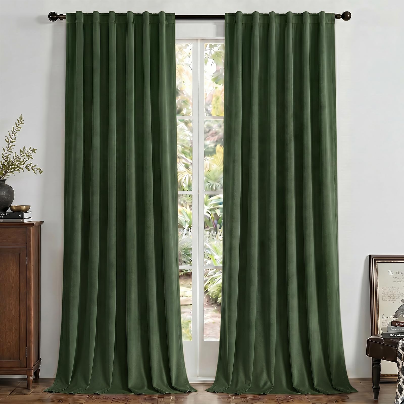 Joydeco 100% Blackout Curtains Velvet Black Out Curtain 84 Inch Drapes