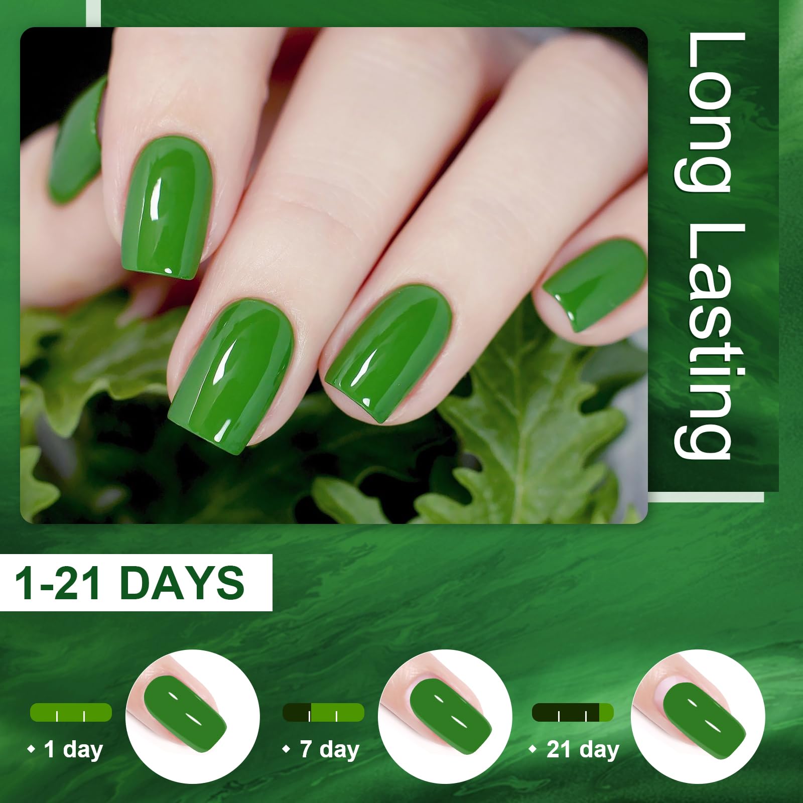 INPING Lakier do paznokci UV, HEMA-FREE TPO-Free, 6 kolorów, ciemnozielony, oliwkowo-zielony, delikatny zielony lakier żelowy do paznokci, Soak-Off UV/LED, lakier żelowy do stylizacji paznokci, na