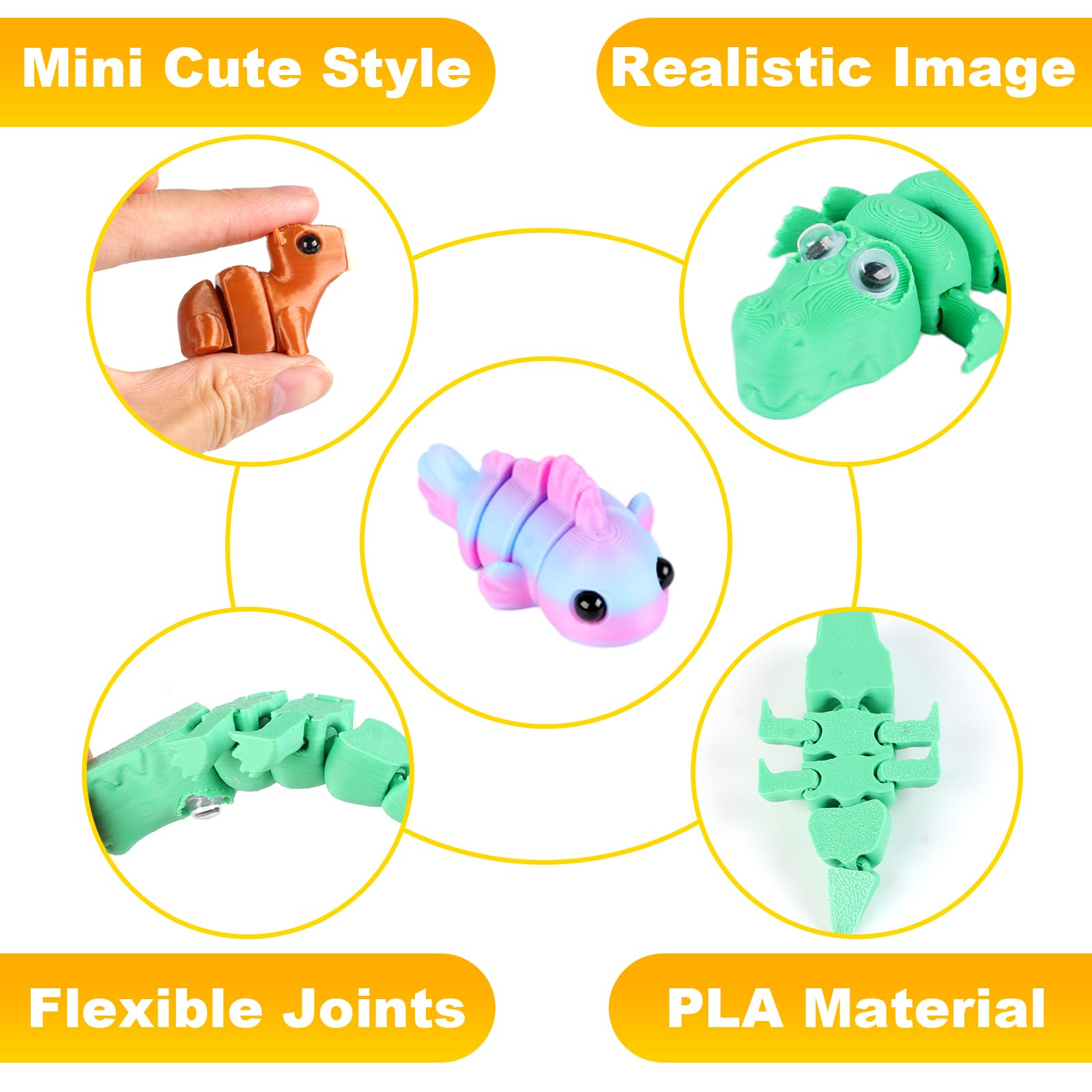 Tikplus 18 Pcs 3D Printed Animals, Mini 3D Printed Toys, Movable Joint Animal Figures - Image 3