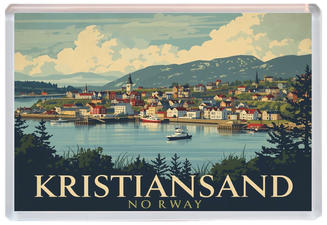 Baked Bean Store Multicolor Kristiansand - Norway - Jumbo Artistic Fridge Magnet 96 X 67Mm Bbsfhm3385
