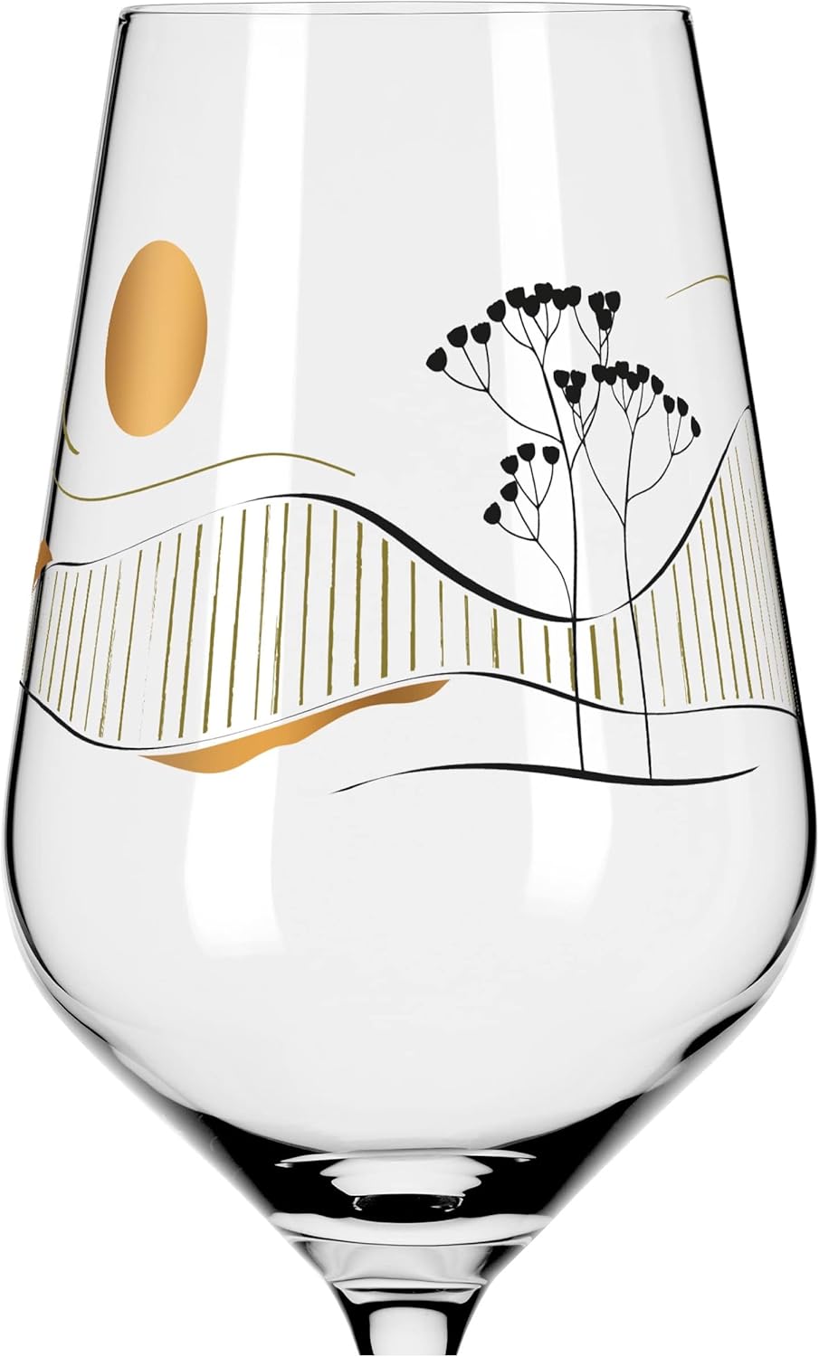 RITZENHOFF 3011008 White Wine Glass 300 ml - Series Heart Crystal No. 8 - Glass with Japanese Motif in Rose Gold - Made in Germany