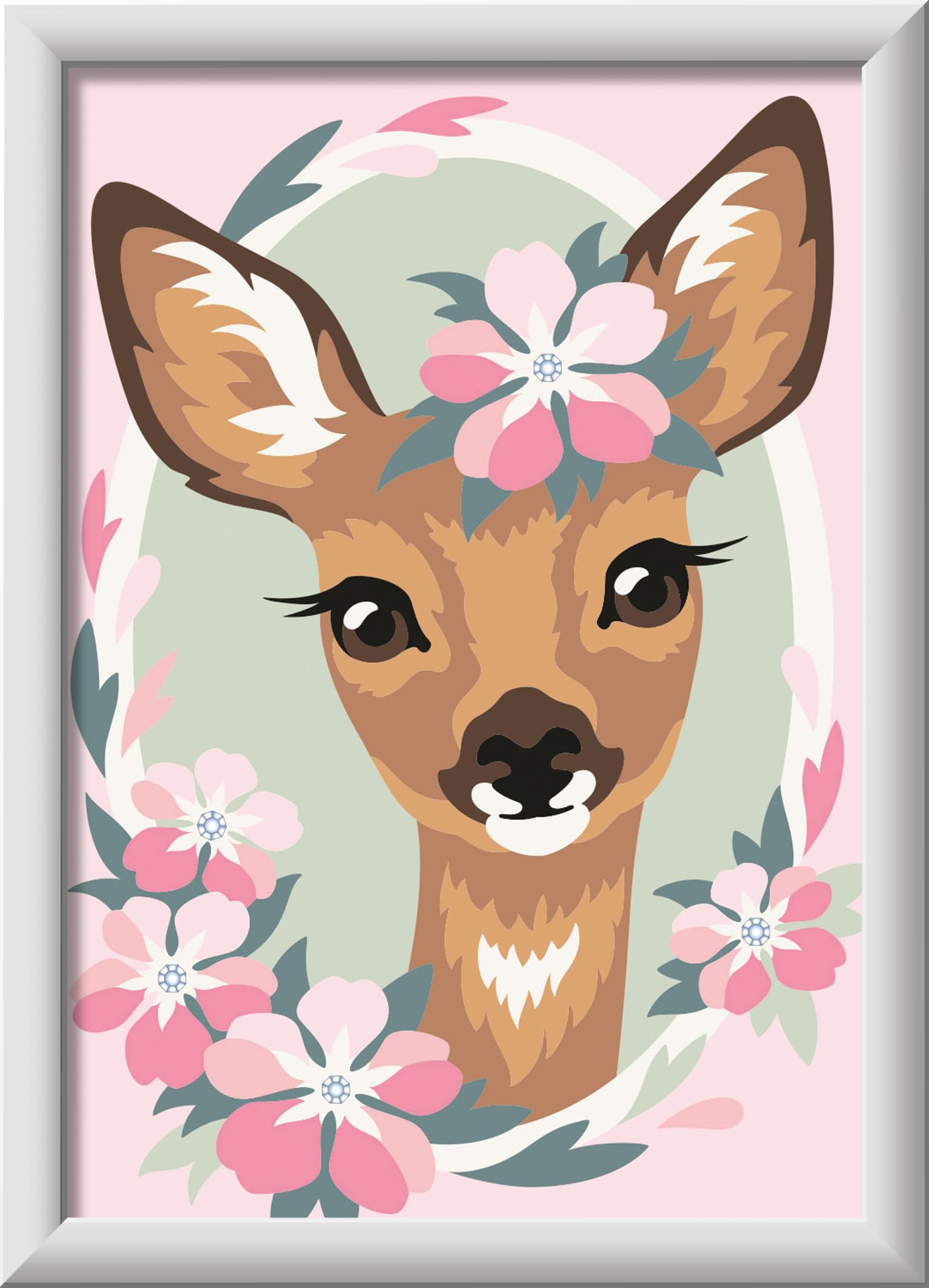 Ravensburger CreArt 28983 - Süßes REH - Malen nach Zahlen Kinder ab 7 - Malset mit Rahmen, Pinsel und Acrylfarben - DIY Set Kinder - Geschenk Mädchen und Junge 7 Jahre, mit Glitzer
