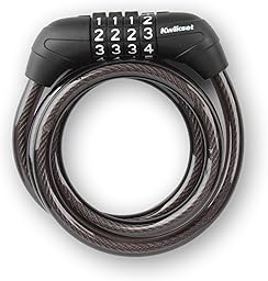 Kwikset 4 ft Combination Bicycle Cable Lock, 4-Digit, 5/16 in Diameter, Bike and Outdoor Security, 1 Pack, Silver