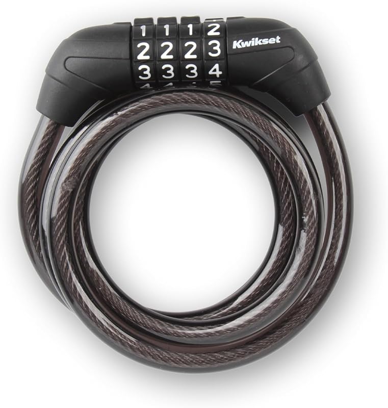 Combination Bicycle Cable Lock, 4-Digit, 4 ft, 5/16" Diameter
