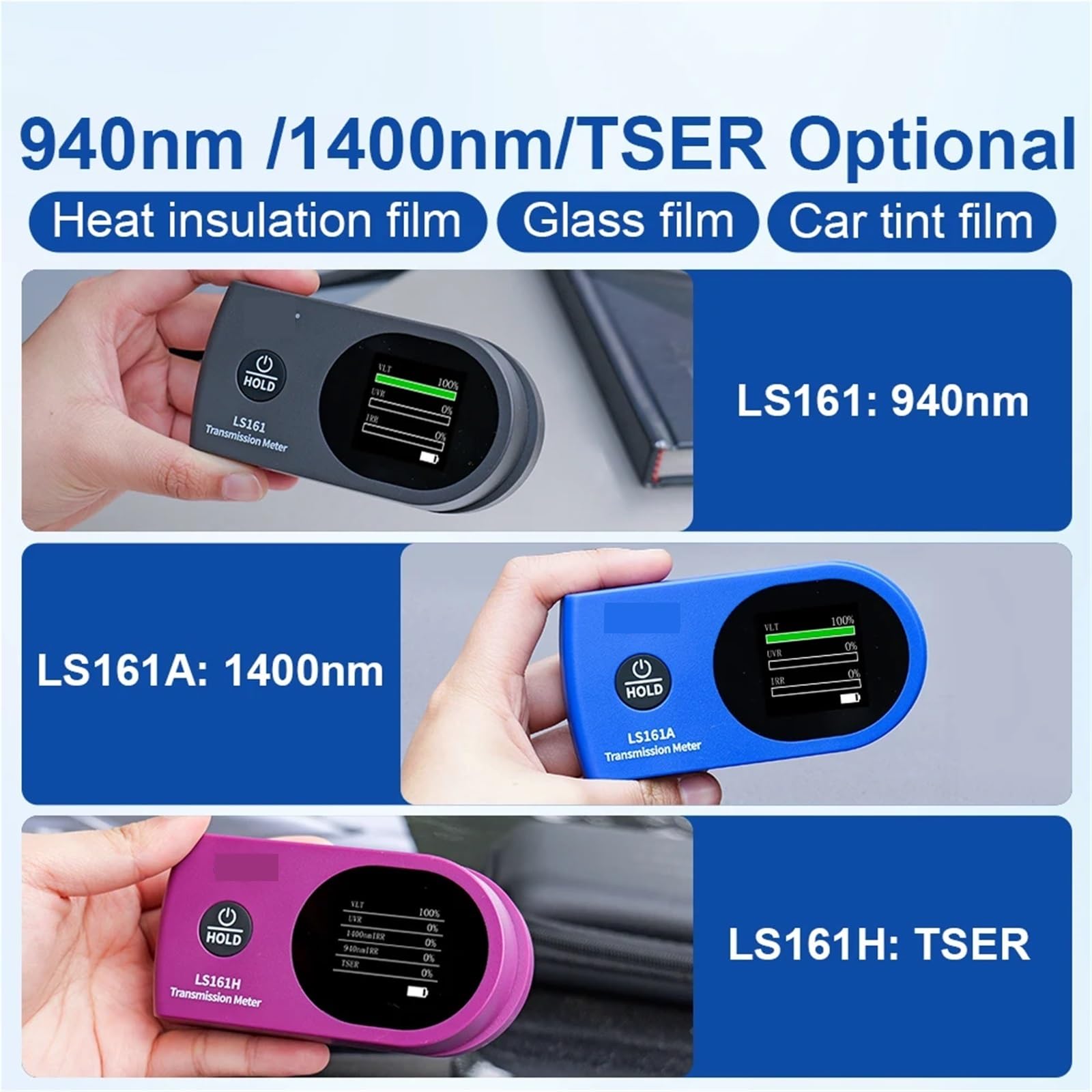 Medidor de tintado ventanas TSER, probador UV, IR, VLT, medidor transmisión película solar, tintada, nuevo modelo LS161, LS161A, LS161H,Serie de telecomunicaciones(LS161A(1400nm))