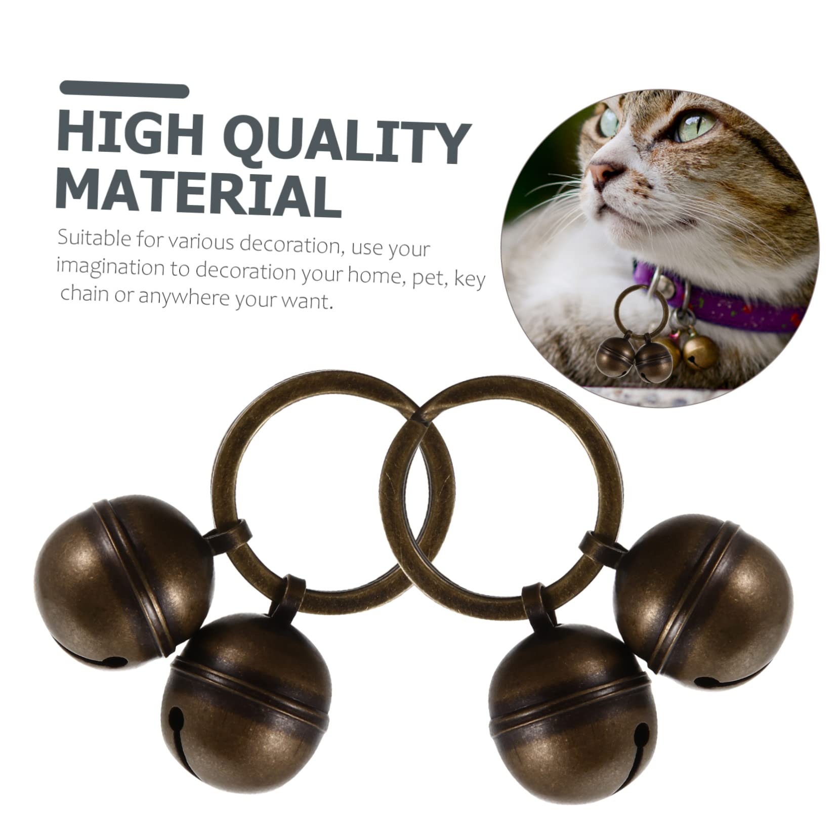 HOLIDYOYO Vintage Style Pet Bells Set of 2 Dog Collar Bell Key Ring Bell for Diy Projects