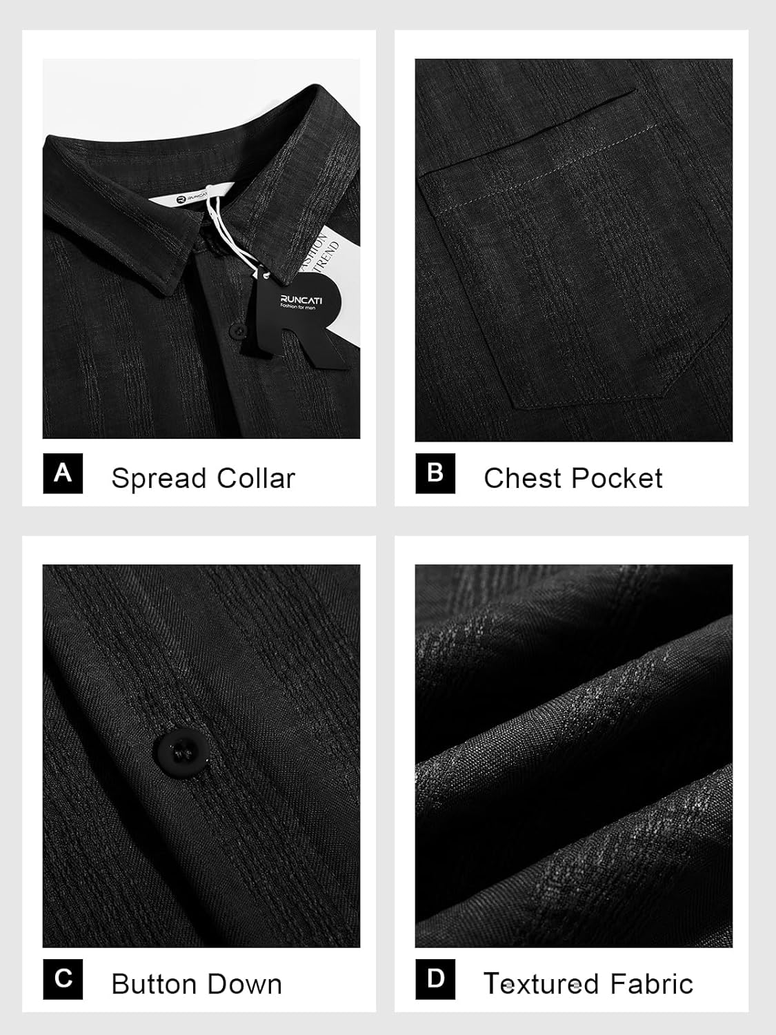 Runcati Mens Button Down Shirts Casual Short Sleeve Shirt Textured Linen Summer Beach Tops with Pocket - Image 6